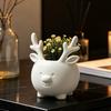 Office Desk Accessory 3D Printed Reindeer Succulents Planter Pot for Indoor Plants, Decorative Desktop Plant Organizer, Christmas Table Ornament,