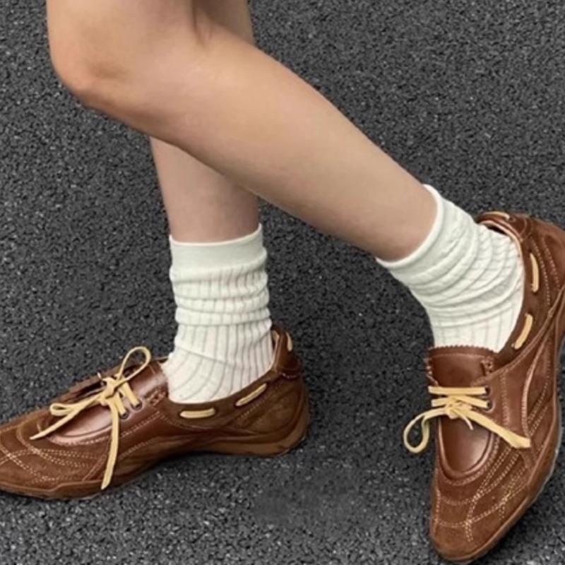 Flat-bottomed Sailing Shoes Retro Platform Lace-up Women's Niche Boxing Shoes Versatile Casual Shoes Women's Ballet Shoes