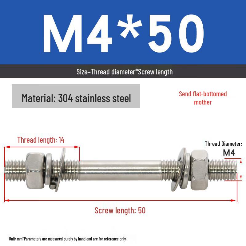304 Stainless Steel Double-Ended Screw & Nut Set