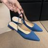 fashion Summer Women's New Sexy Pointed Retro Solid Color High Heels PU Leather Outdoor Banquet Party Women's Sandals Large Size
