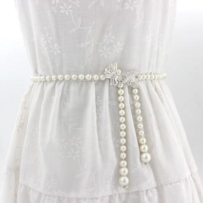 Elegant Women Pearls Elastic Wedding Belts Handmade Bridal Belts Pearl Beaded Bridal Wedding Accesso