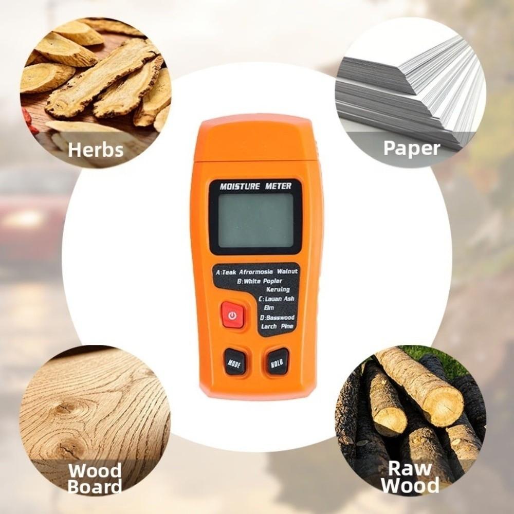 Digital Display Wood Moisture Tester Large LCD Screen Two Pins Probe Wood Moisture Meter Accurate Reading Wall Moisture Detector