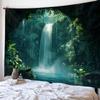 2D Enchanted Jungle Waterfall Wall Tapestry Deep Forest Background Cloth for Home