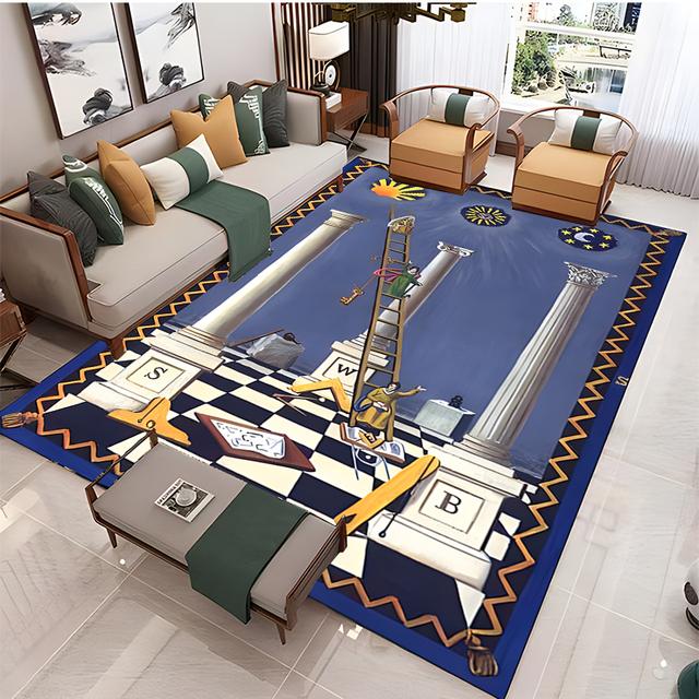 Modern Masonic Living Room Home Decoration Sofa Table Large Rug Bathroom Non-slip Floor Mat