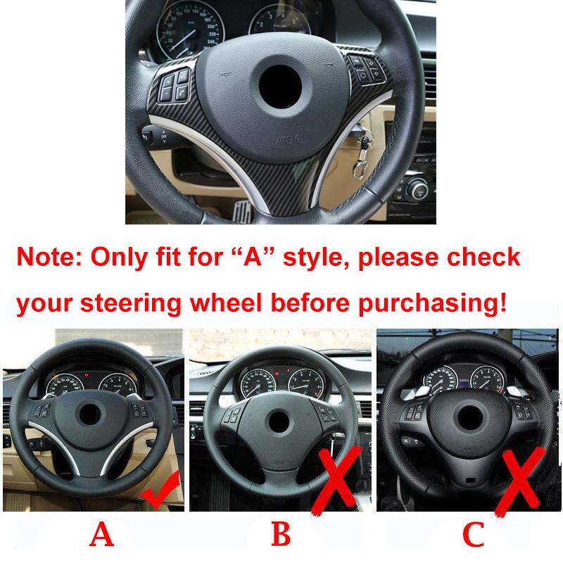 Silver/Carbon Fiber Steering Wheel Trim Cover for BMW 3 Series E90 E92 E93 2005-2012 Interior Decoration Car Styling Modification Molding Sticker