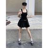 2026 Spring/Summer Women's High Waist Fluffy Short Skirt Patchwork Knit Vest Dress