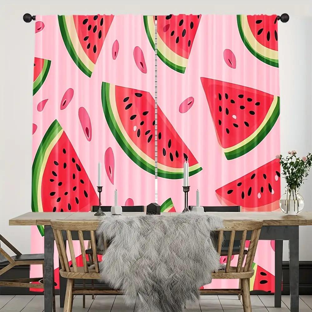 Stück Wassermelonenmuster Vorhänge Polyesterstoff Geeignet Schlafzimmer Wohnzimmer Dekoration Vorhang Maschinenwaschbar Perfekt für Bereich