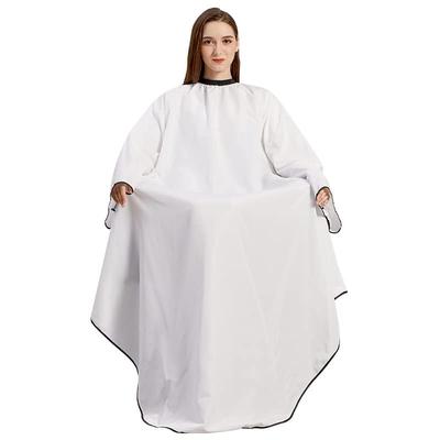 Corte de pelo Ranva con para Adultos y Capa Pongee de Peluquería, Antiestática, Mangas, Ajustable, Niños, Compatible con Tinte, Tela, Blanco,
