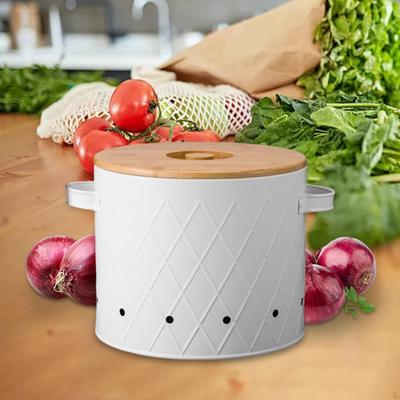 Lata para guardar verduras de cocina con tapa, recipiente de granja para alimentos
