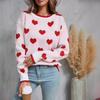 Winter Women's Sweater Love Valentine's Day Pullover Heart Color Clash Sweater