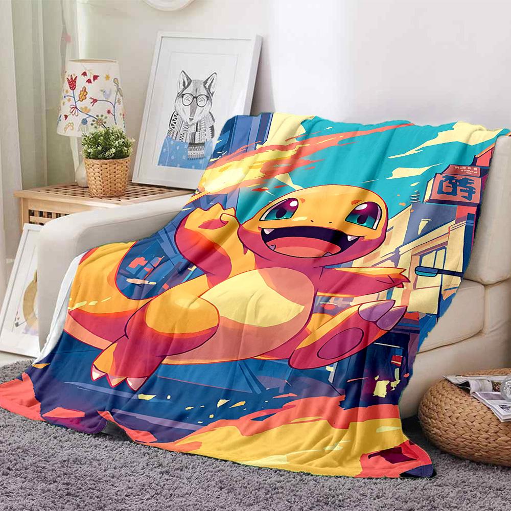

1pc Flame Pokémon Flannel Blanket, Soft Skin-Friendly with Digital Printing, Various Sizes Available for Family, Friends, Birthday, 111 130cmx150cm