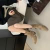 2025 autumn and winter retro belt buckle thick heel fold two wear short boots women's fashion temperament fashion short boots