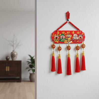 Wooden Material Traditional Chinese Pendant Tassel Decoration Chinese Knot Wealth God Decoration Traditional Style