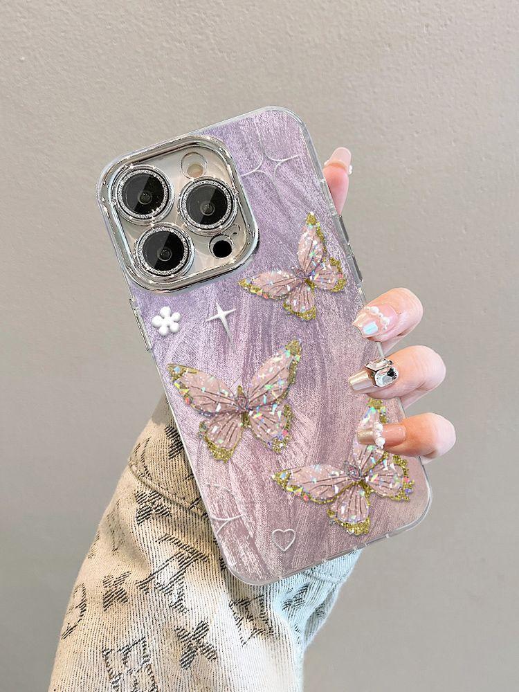 Grüne Laser Schmetterling Apple 16pro Handyhülle 15/14/13/12/11 minimalistisch x/xr/8p/7 Armband