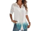 2023 Women's Fashion Button-Down Short Sleeve Shirt with Turn-Down Collar