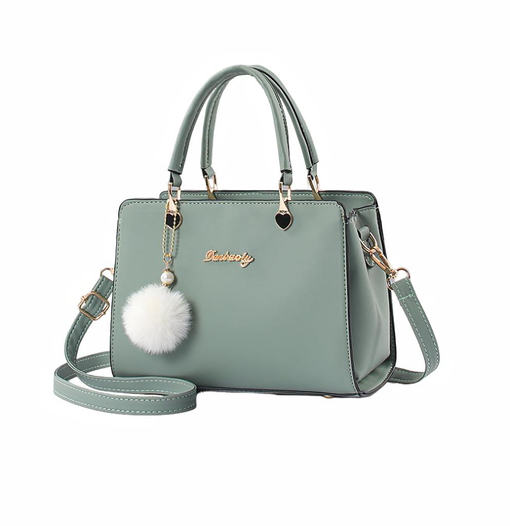 Raizm Women's Lightweight Multi-Pocket Large Capacity Handbag, Shoulder Bag, or Crossbody Bag for Commuting, 2-Way PU Leather (Pale Green)