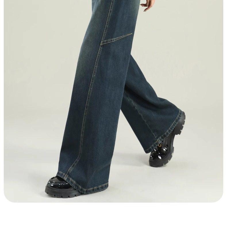 2026 Women’s Wide-Leg Jeans: Autumn/Winter Thicker Straight Fit with Velvet, Lengthened Loose Style