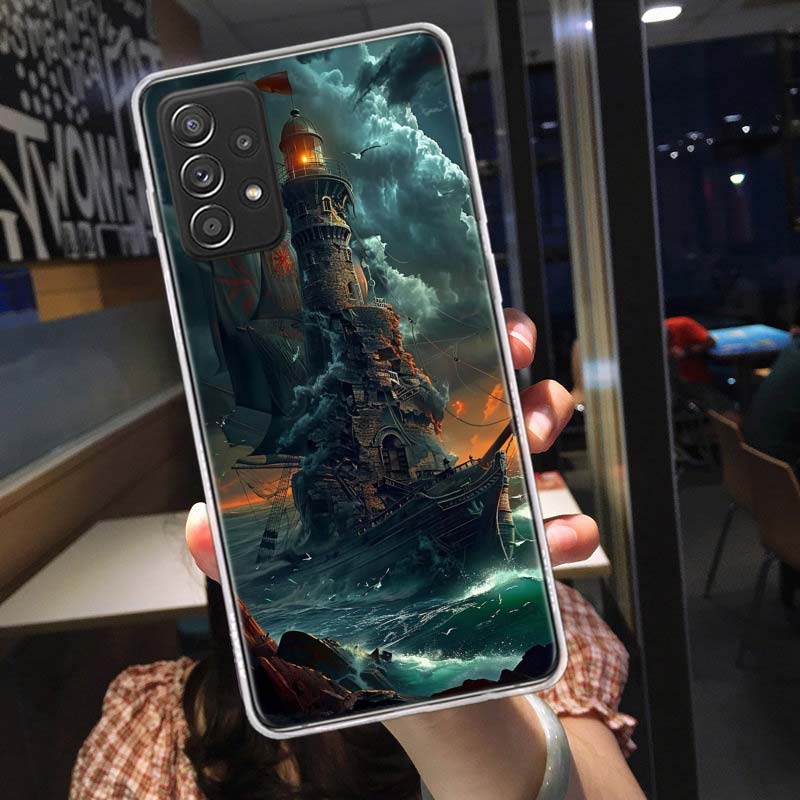 Lighthouse Phone Case for Samsung A54 A57 A37 A17 A14 A15 A12 A24 A34 A55 A35 A25 A52S A07 A05S A04S A22 A32 A72 Galaxy Note 20