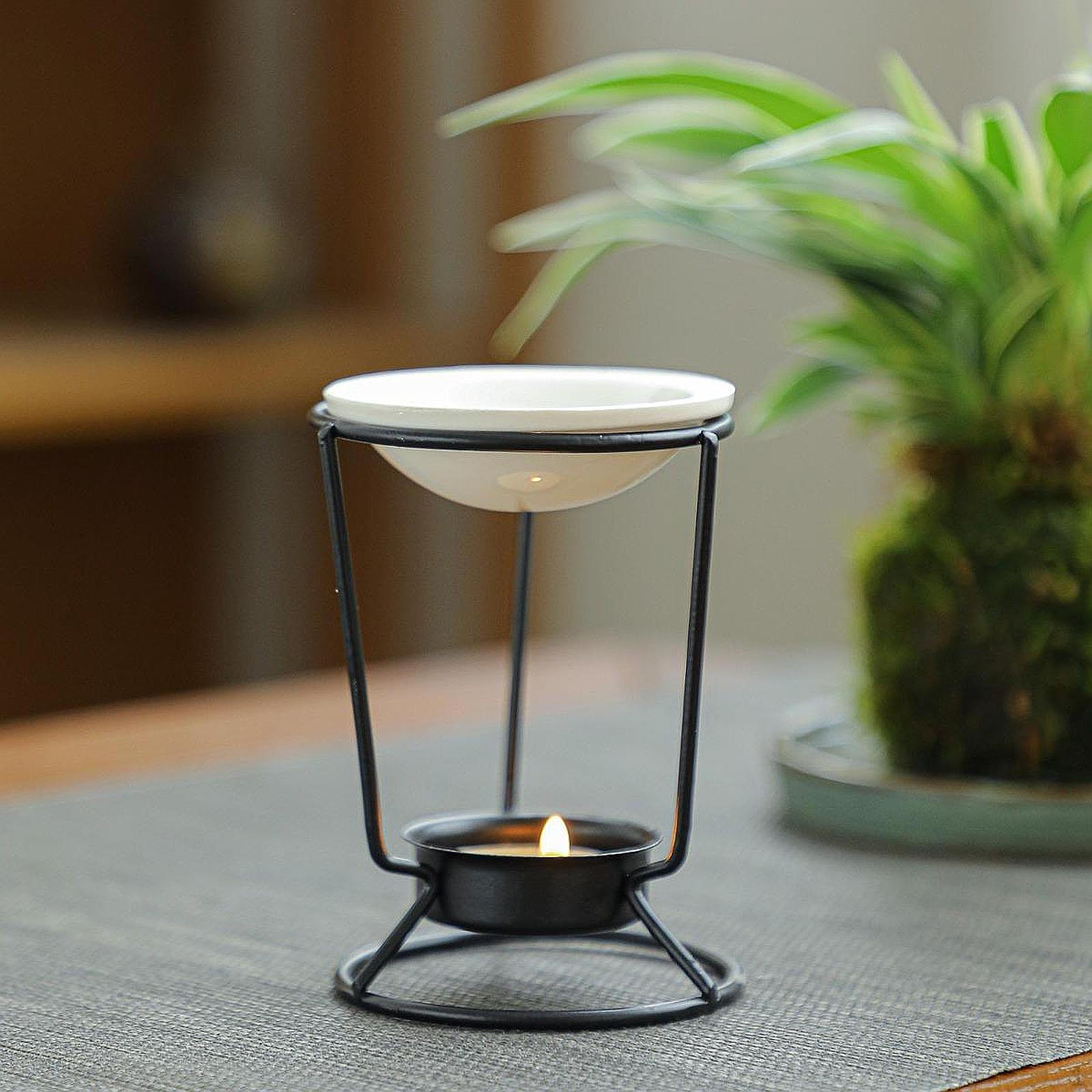 Essential Oil Burner Tealight Candle Holder Fragrance Waxes Melt Aroma Warmer for Bedroom