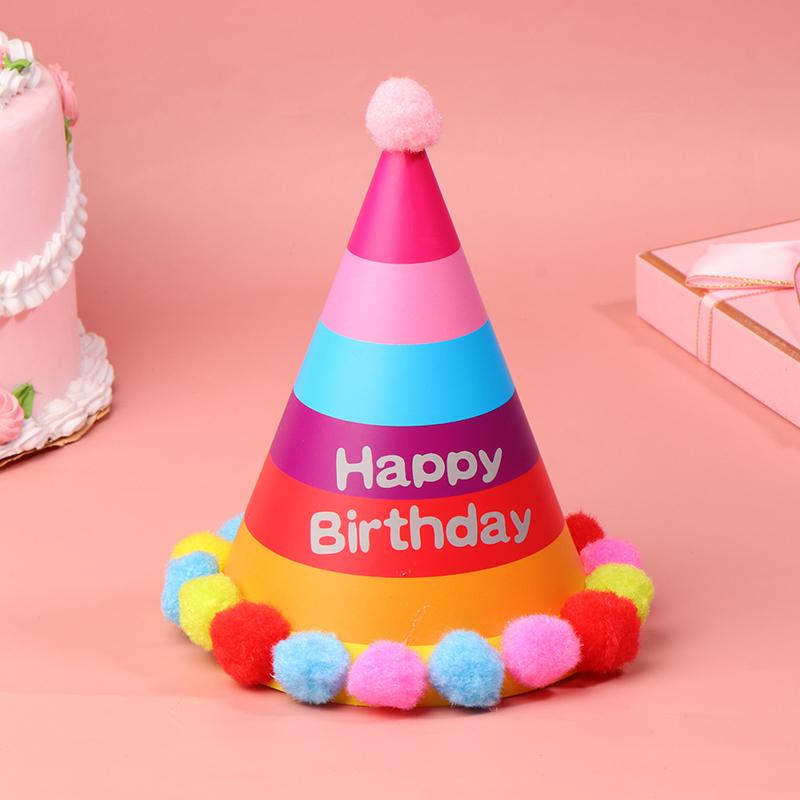 10Pcs/Bag Happy Birthday Party Hats Rainbow Diy Handmade Cap Crown Baby Shower Decoration Boy Girl Birthday Party Photo Props