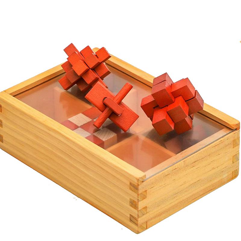 Magic IQ Lu Ban Locks Puzzles Boxes Set For Kids Adults Unlock Interlocking Wooden Brain Teaser Educational Toys Gifts