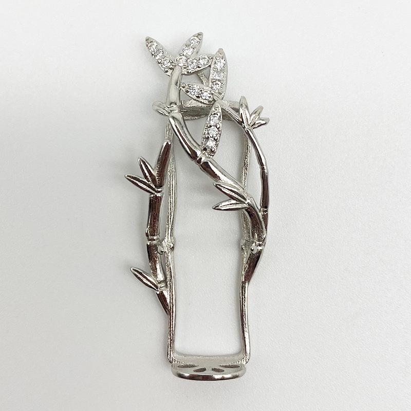 Yansheng S925 Sterling Silver Chalcedony Bamboo Pendant Setting - Unset Jade Peace Section Design 925 Silver