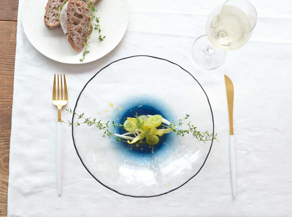 Toyo Sasaki Glass FUTAE Double Coupe Ball Made In Large Round Glass 46167WSHB 245, Japan, Platter, Plate, Dish, Tableware,