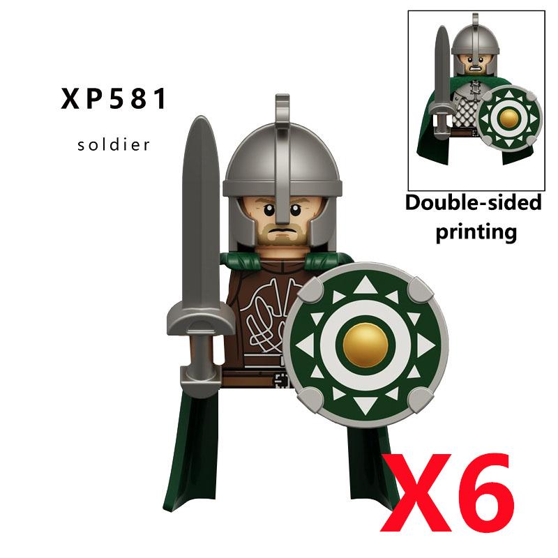 Medieval Soldier Knight Figure MOC Building Block Green Dragon Castle Infantry Orcs Pirate Roman Cavalry Weapons Toys Gifts D122