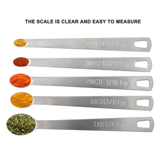 5Pcs/Set Stainless Spoons Kitchen Steel Seasoning Measuring Tool Baking Cooking