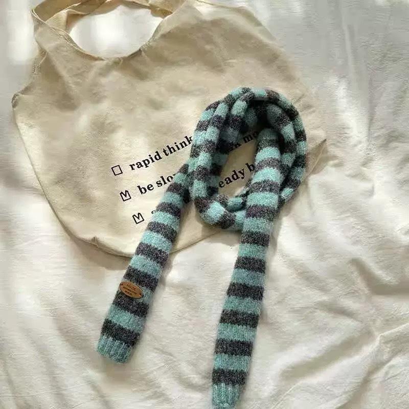 Jesienny i Zimowy Styl Pasiasty Wysokiej Klasy Wszechstronny Ciepły Szalik Koreański Styl Atmosfera Ochrona Szyi Wąski Szalik