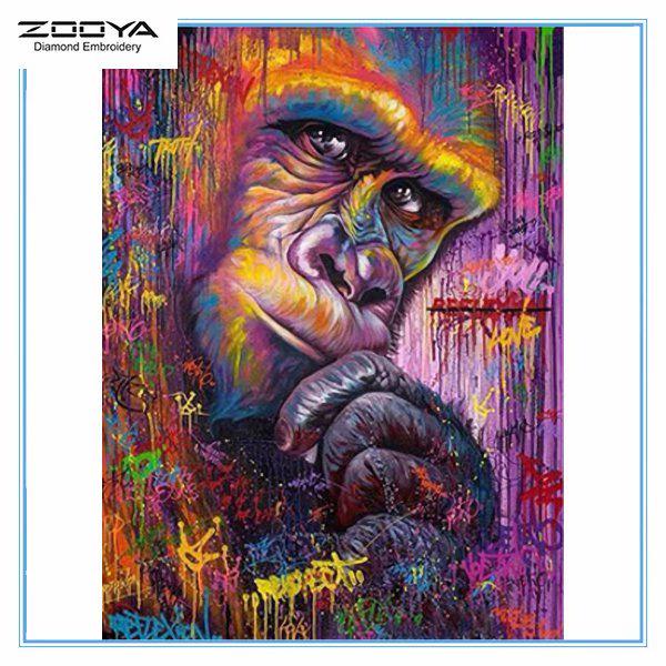 

ZOOYA DIY 5D квадратный горный хрусталь животное орангутанг Алмазная вышивка картина вышивка крестиком домашний декор