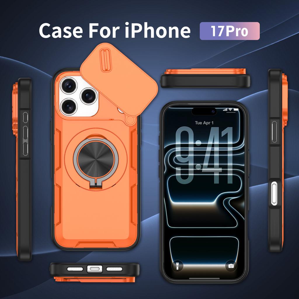 Anti-drop sliding window protective case, suitable for Apple iPhone17promax mobile phone case, magnetic suction bracket case.
