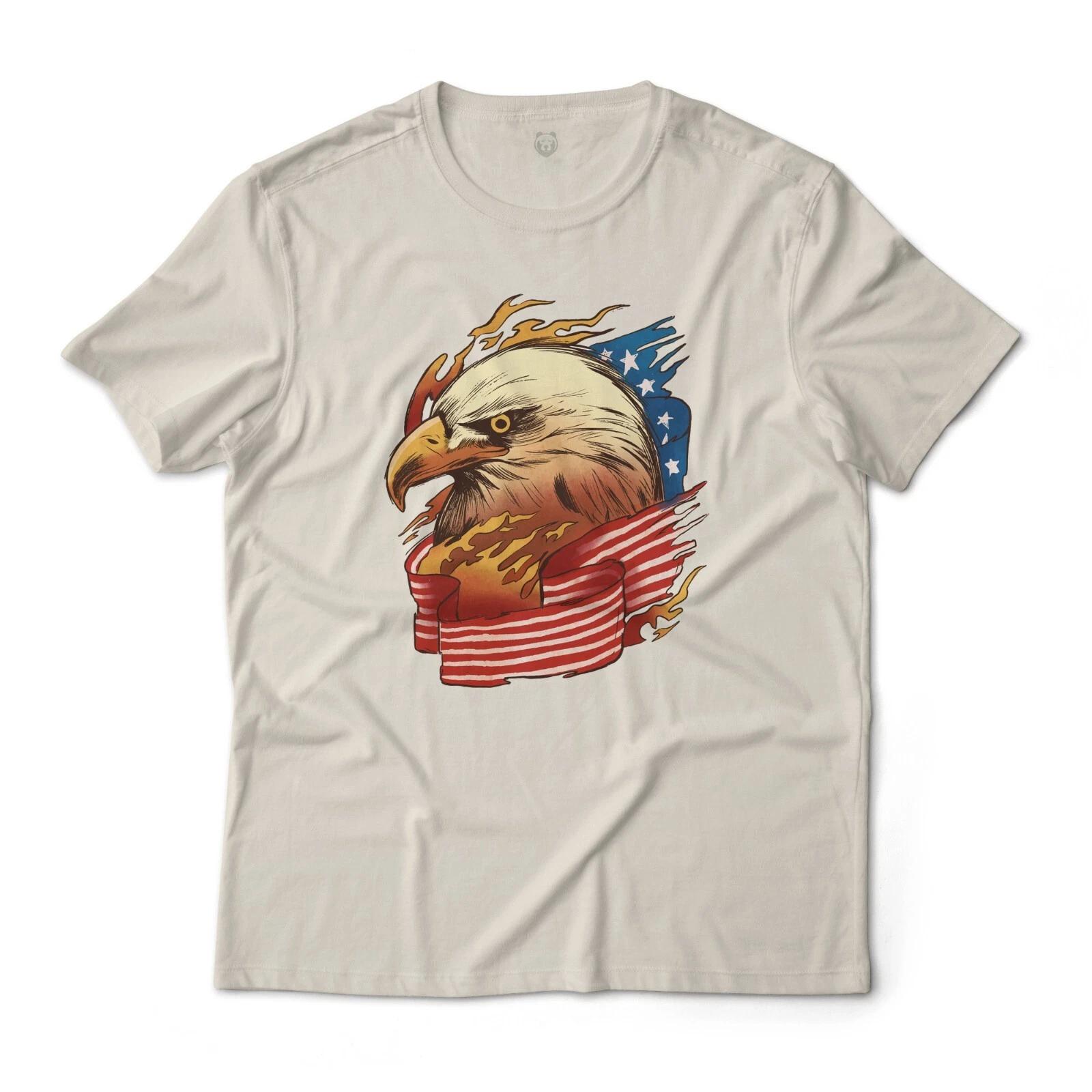 American Bald Eagle US Flag Art Graphic Art Tee Light Fine Jersey T-T-Shirt L