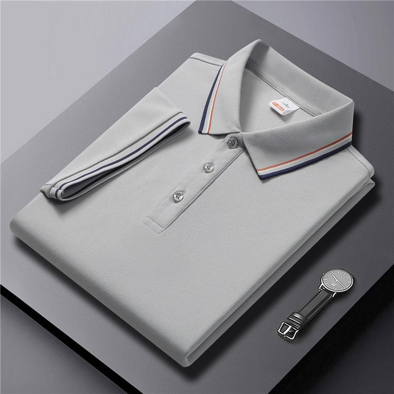   Men's Summer Striped Collar Polo Shirt Short Sleeve Business Casual Breathable