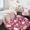 Cute Hello Kitty cartoon print round rug, home floor protector, children's room decoration, available in multiple sizes.