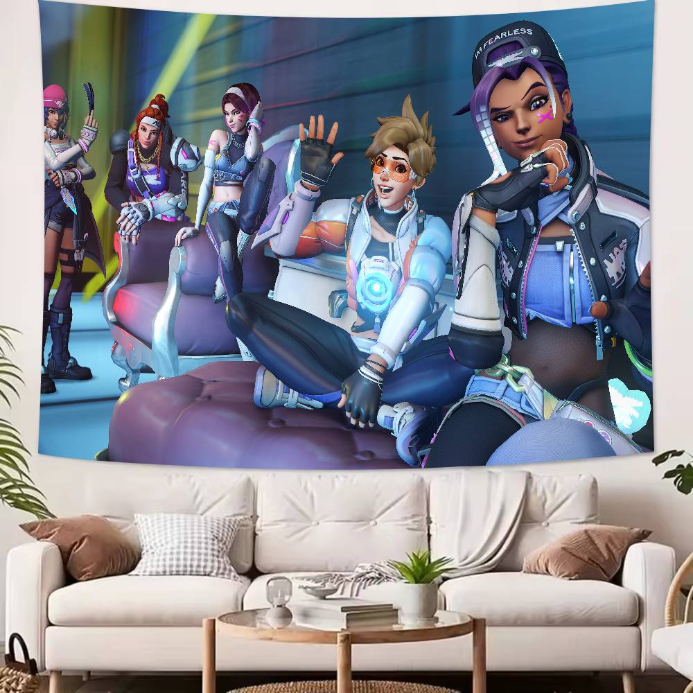 TOP Cool Popular FPS OOverwatch 2 Gaming Tapestry Popular Room Decoration Wall Tapestry Art Room Home Decor Wall Art Decor