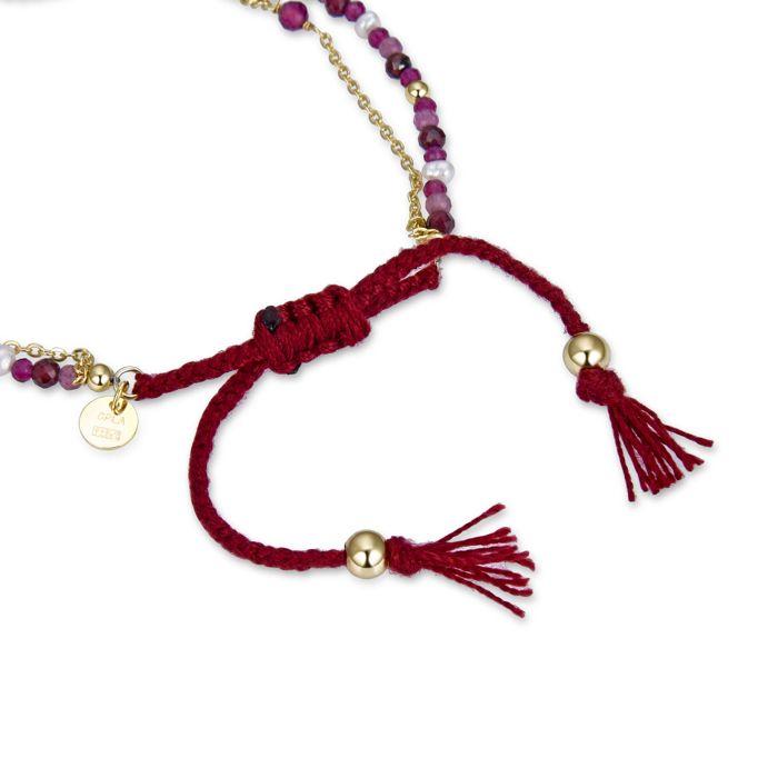 Bracelet - Asvorg - Argent 925 - Quartz hydrothermal améthyste - finition or jaune 18K - 0,78 gr