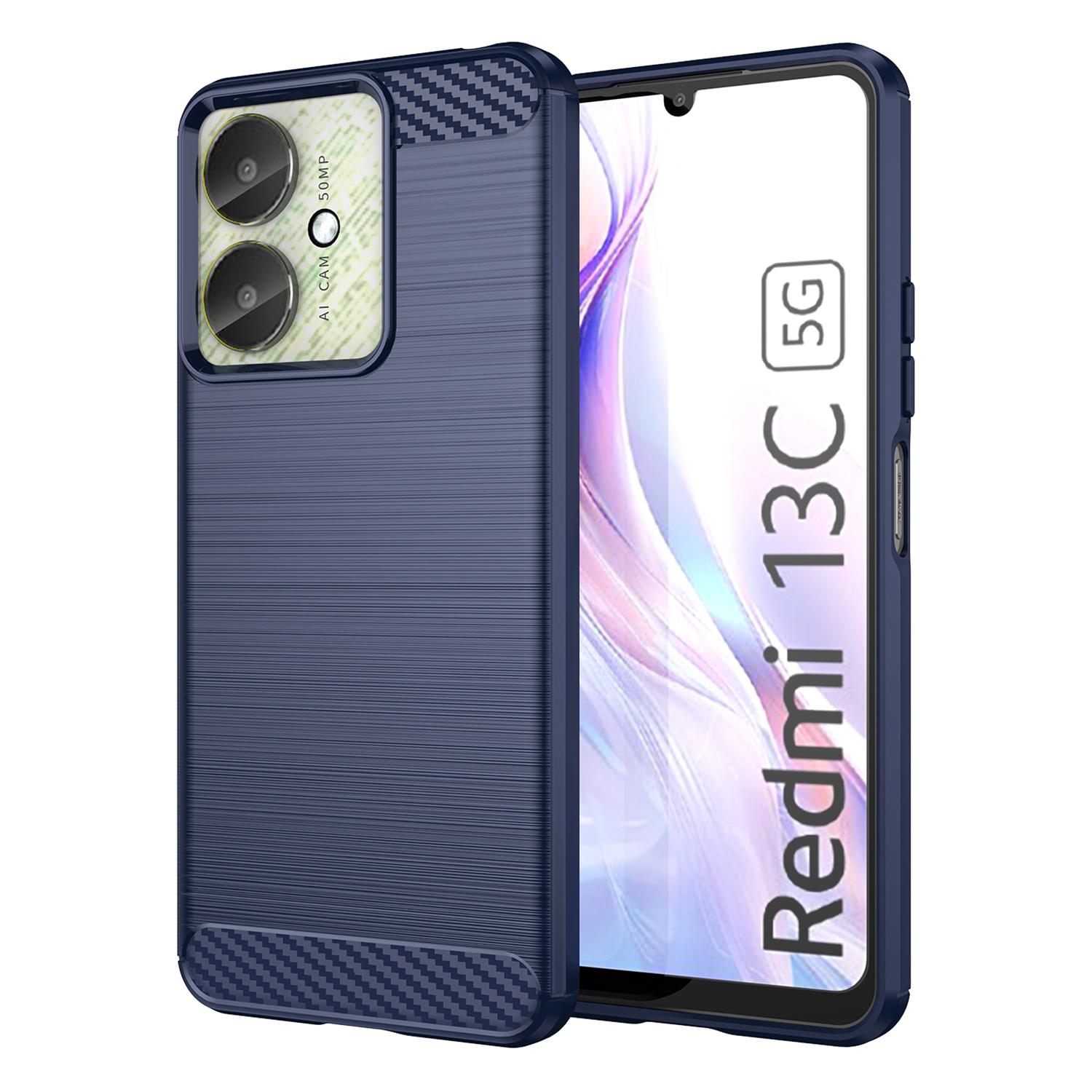 

For Xiaomi Redmi 13C 4G/5G/13R 5G/Poco M6 5G/Poco C65 4G Case TPU Carbon Fiber Texture Cover Blue
