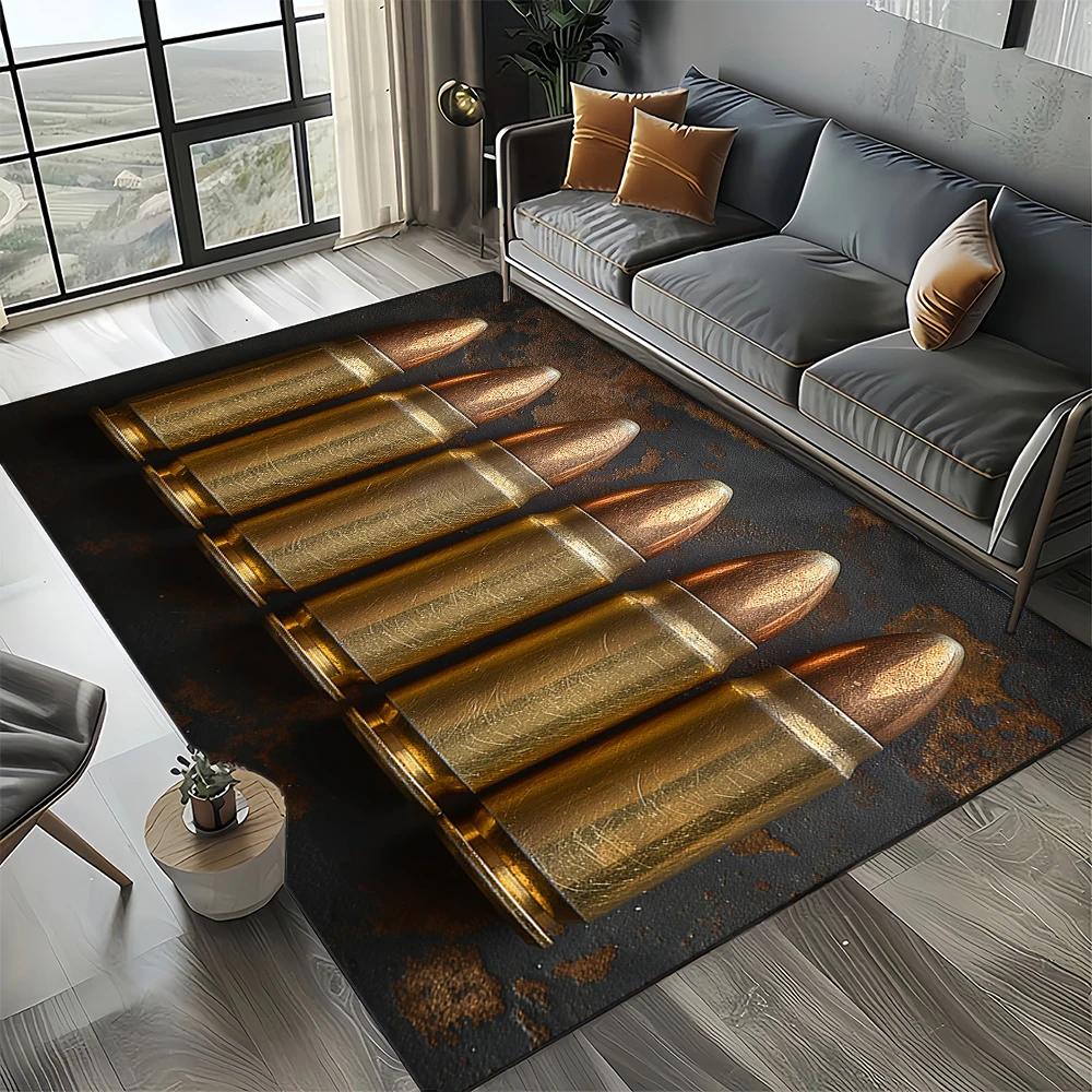 27 Style Retro Guns Pistol Ammunition Bullet Cartridge AK M4 Rug Carpet for Living Room Bedroom Decor,Non-slip for Sofa Doormat