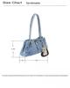 Niche Distressed Washed Denim Baguette Shoulder and Crossbody Bag with Comb Mirror