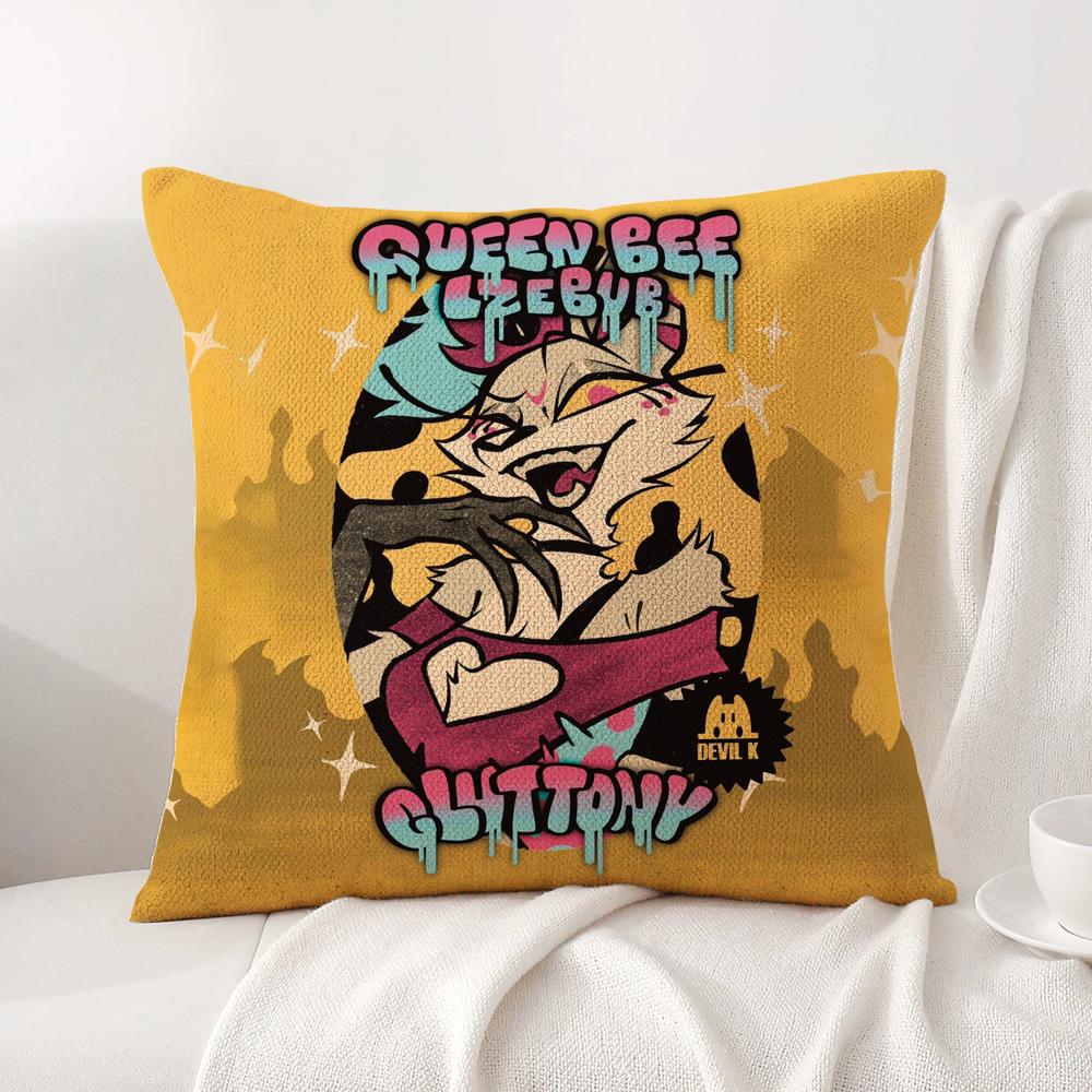 Anime H-Helluvas B-Boss Cushion Cover Summer Coolness Linen Fabric Double-Sided Printing Pillow Case Sofa Home Decor Gift