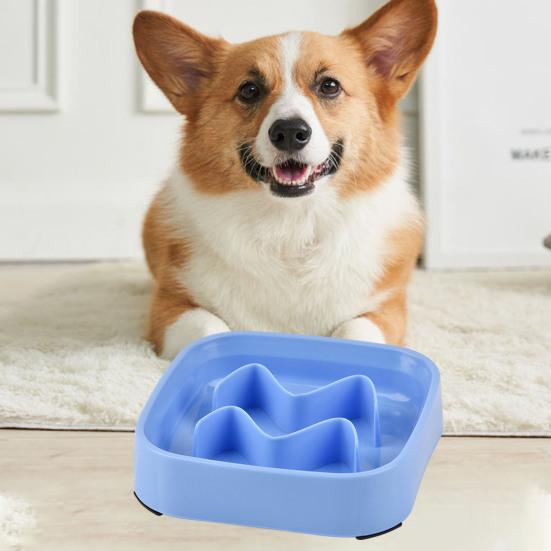 Slow Feeding Pet Bowl Anti-Choking Design Spill-proof Deep Pet Food Dish Square Pet Slow Down Eating Bowl