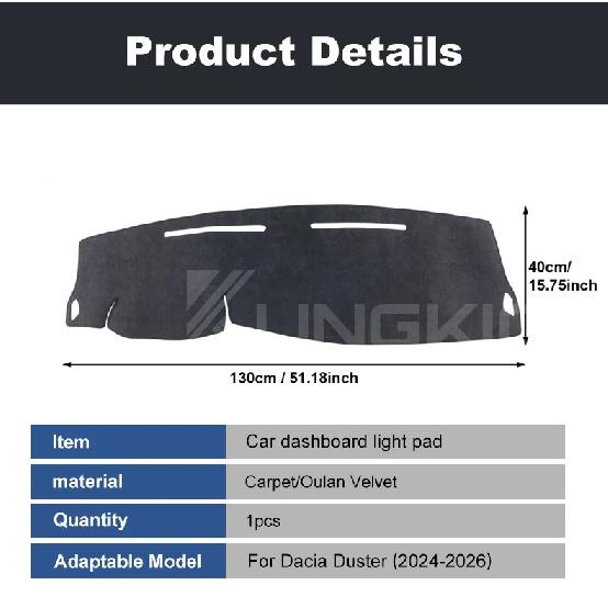 For Dacia Duster 3 2024 2025 2026 Car Dashboard Cover Flannel Mat Avoid Light Pad Dacia Duster 2024 Accessories