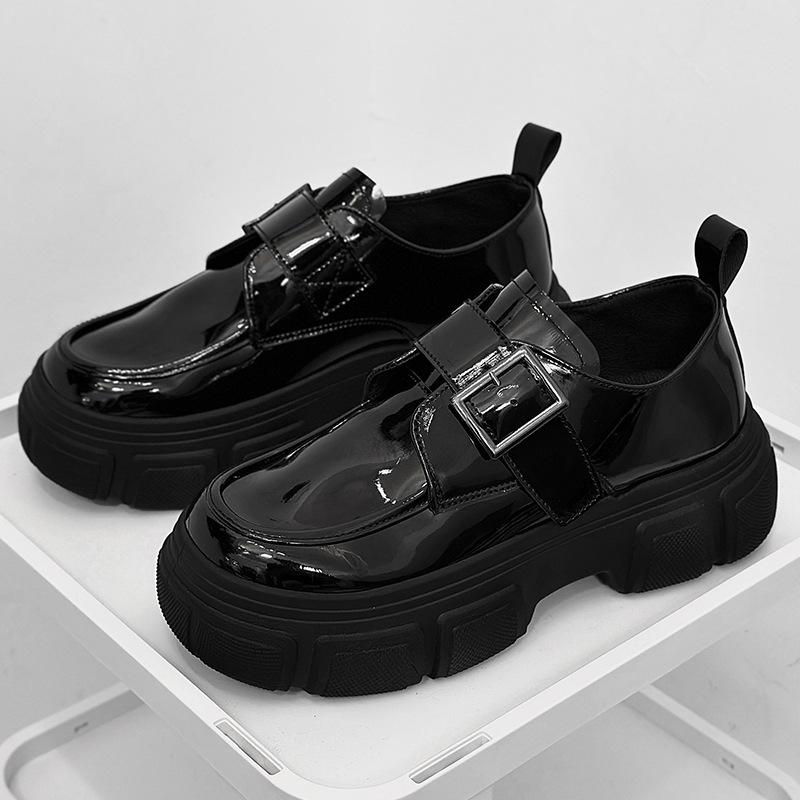 Men Shoes Thick Sole Increased Height 2024 Autumn Casual Comfortable Non Slip Outdoor Lace Up Platform Korean PU Leather Shoes