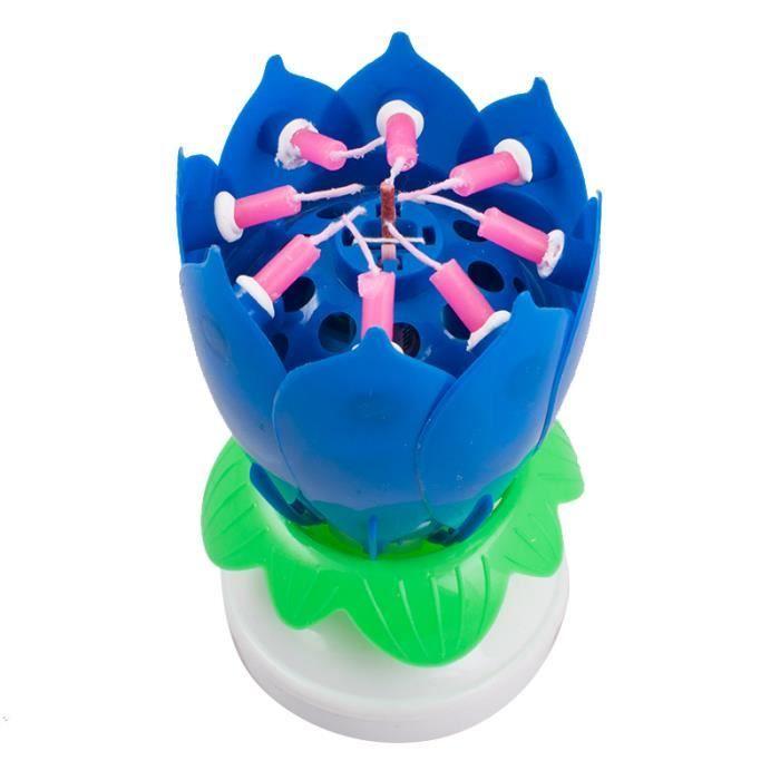 Romantique Musical Bougie pour gâteau Anniversaire en forme de lotus rotatif