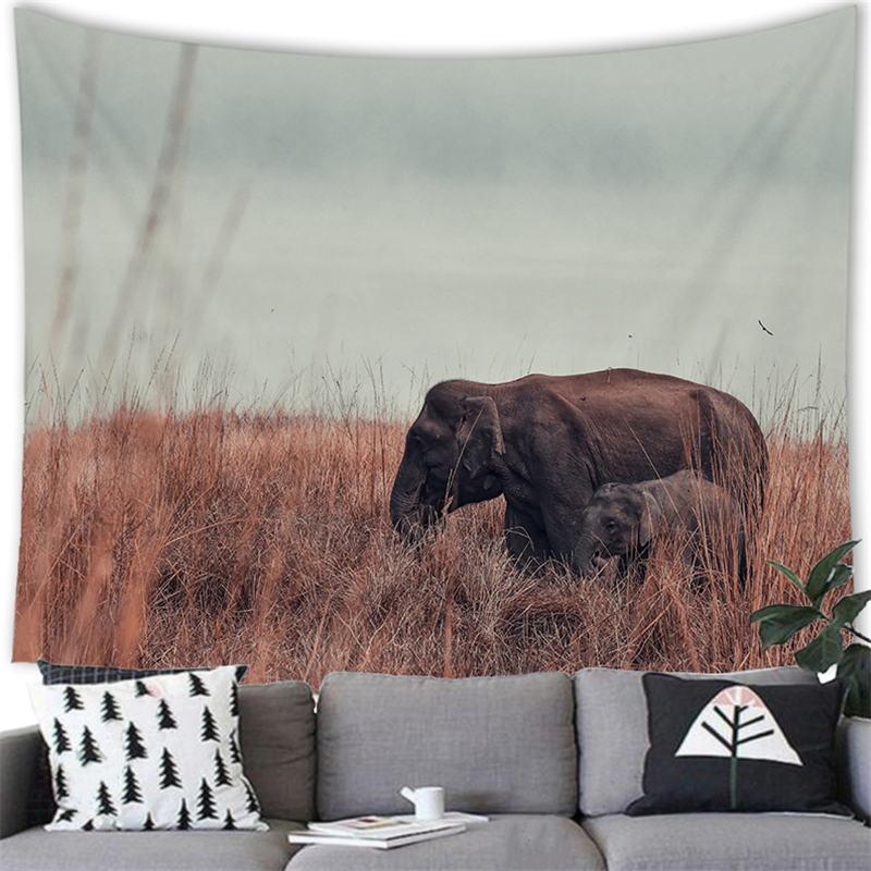 Elephant Tapestry Wall Hanging Wild Animal Creative Elephant Decorative Tapestry Wall Hanging Elephant Home Dormitory Decoration