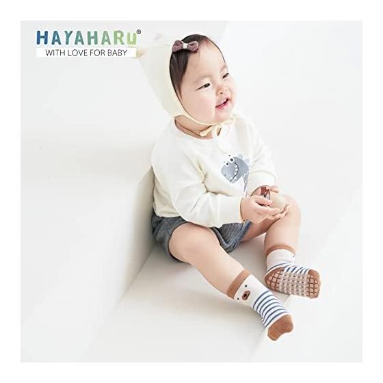 [HAYAHARU] Baby Socks, Anti-Slip, Children's Socks, Animal Pattern, Cute, Comfortable Room Socks, Kids Socks, Soft, Set of 5 Pairs, Ages 0-5