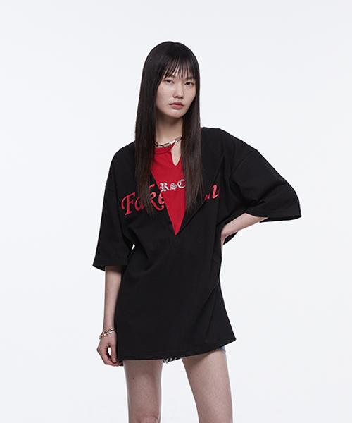 Fake Mama [Fake Mama X Alchemist] Logo Layered Dress Top_Black Free