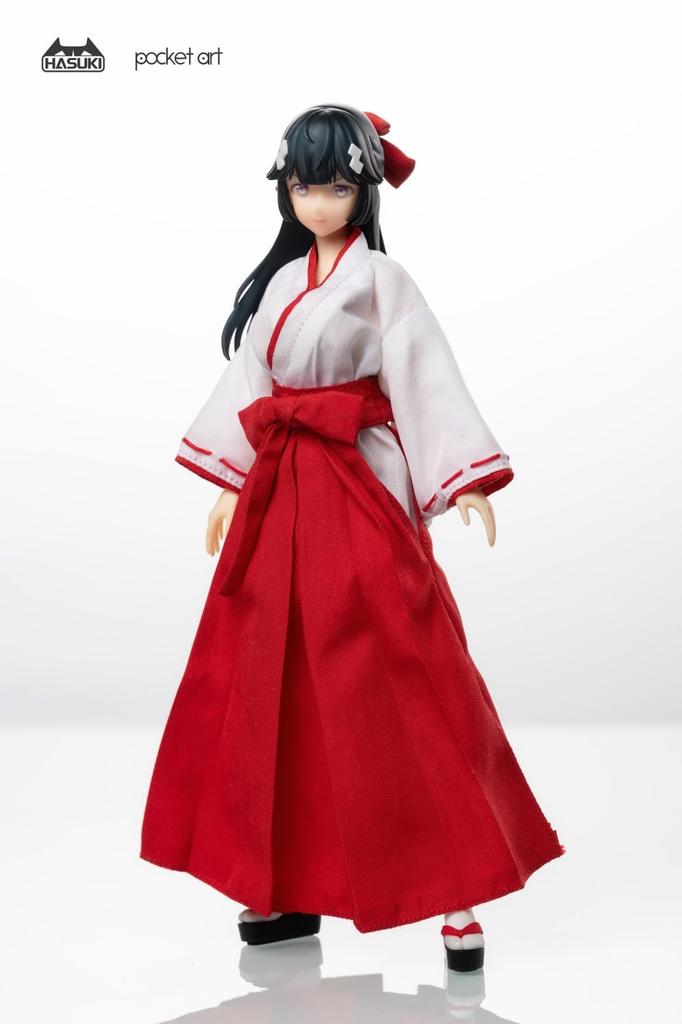 HASUKI POCKET ARTS Série PA005 Exorcistická kněžka Tsubaki měřítko ABS a PVC malovaná akční figurka 1/12 látka,