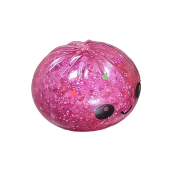 Glitter Dumpling Squeeze Toy Smiling Expression Steamed Bun Fidget Toy Stretchy Decompression Simulation Dough Ball Desk Toy